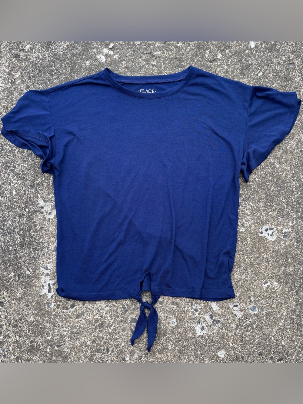 Place Navy Blue Tie-Front Crop Top